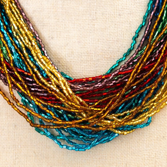 Boho metallic beaded strands Andrew Stone Himalayan Gems set of 8 layered look - Picture 4 of 16